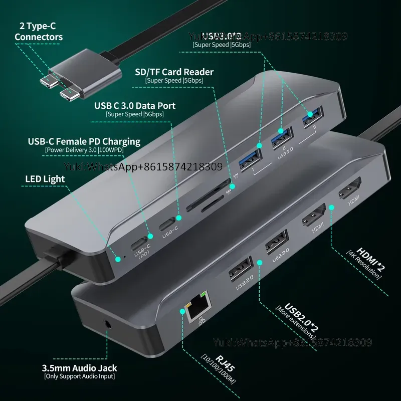 Usb Hub Type C - Docking Station USB C 5-in-1 con